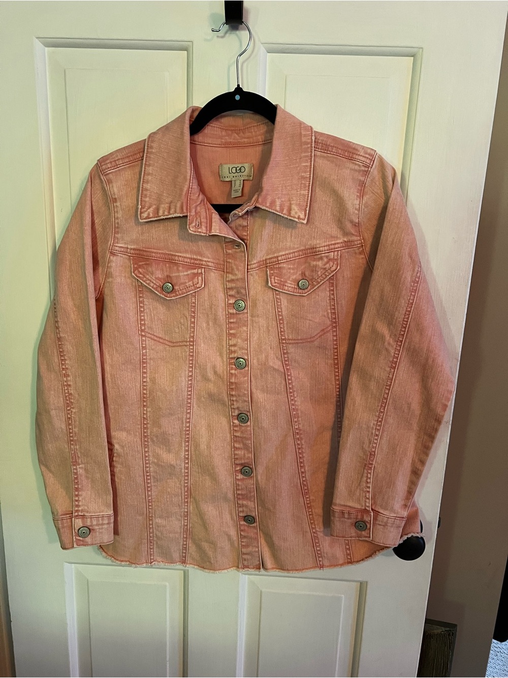 LOGO by Lori Goldstein Soft Pink Denim Jacket